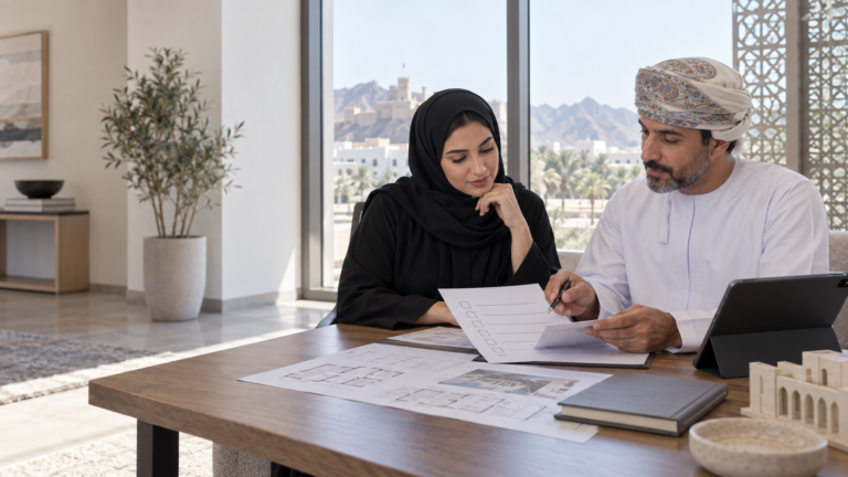 Client comparing a property valuation service proposal with a professional in Oman